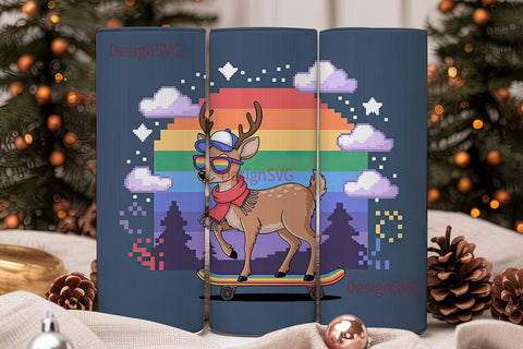Cool Skateboarding Deer 20oz Tumbler Sublimation DesignSVG 