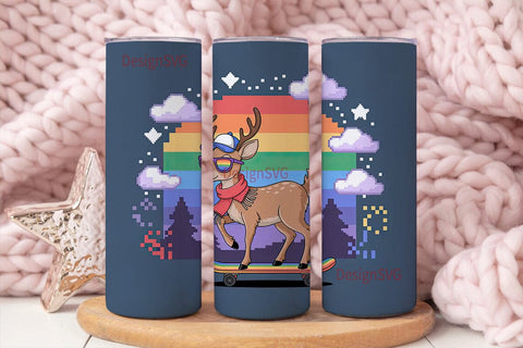 Cool Skateboarding Deer 20oz Tumbler Sublimation DesignSVG 