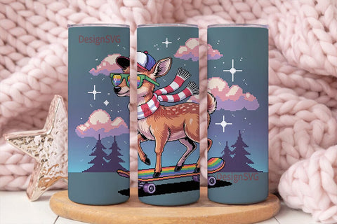 Cool Skateboarding Deer 20oz Tumbler Sublimation DesignSVG 