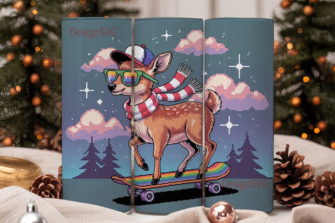 Cool Skateboarding Deer 20oz Tumbler Sublimation DesignSVG 