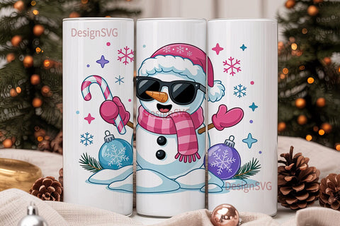 Cool Snowman Christmas 20oz Tumbler Sublimation DesignSVG 