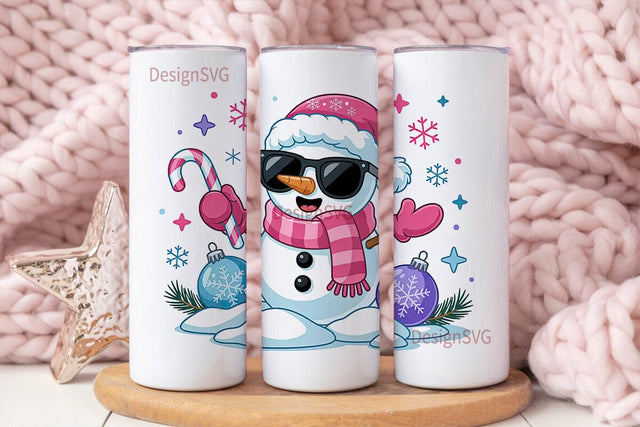 Cool Snowman Christmas 20oz Tumbler Sublimation DesignSVG 