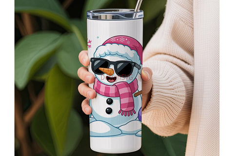 Cool Snowman Christmas 20oz Tumbler Sublimation DesignSVG 