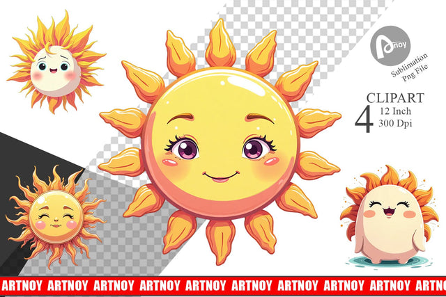 Cool Soul Sun Clipart Sublimation artnoy 