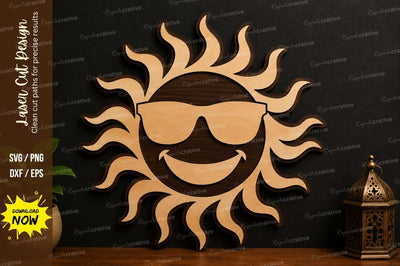 Cool Sun Face SVG Laser Cut Wall Decor Design SVG Regulrcrative 