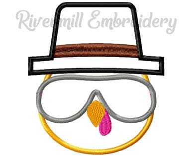 Cool Turkey With Sunglasses Thanksgiving Applique Machine Embroidery Design Embroidery/Applique DESIGNS Rivermill Embroidery 