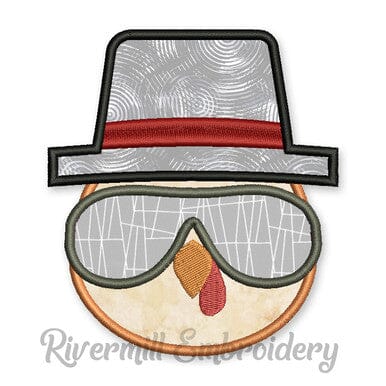 Cool Turkey With Sunglasses Thanksgiving Applique Machine Embroidery Design Embroidery/Applique DESIGNS Rivermill Embroidery 