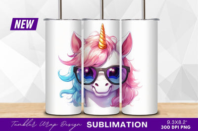 Cool unicorn portrait wearing sunglasses on white Sublimation Regulrcrative 