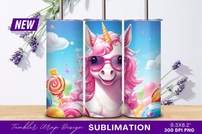 Cool Unicorn With Pink Sunglasses And Sweets Sublimation Regulrcrative 
