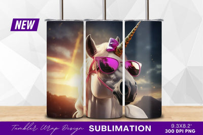 Cool unicorn with sunglasses and bow Sublimation Regulrcrative 
