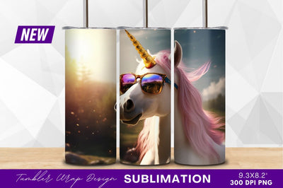 Cool unicorn with sunglasses tumbler png Sublimation Regulrcrative 