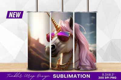 Cool unicorn with sunglasses tumbler png Sublimation Regulrcrative 