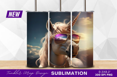 Cool unicorn with sunglasses tumbler png Sublimation Regulrcrative 