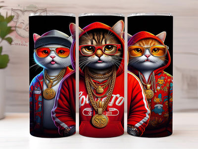Cool Urban Cat Tumbler, Gangsta Cats, Urban Style, Street Art, Whimsical Theme, 20Oz Tumbler, Sublimation Wrap Sublimation Lara' s Designs 