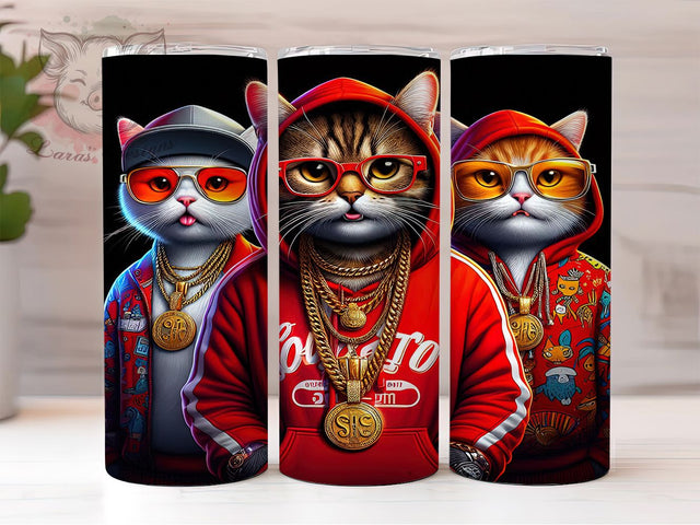 Cool Urban Cat Tumbler, Gangsta Cats, Urban Style, Street Art, Whimsical Theme, 20Oz Tumbler, Sublimation Wrap Sublimation Lara' s Designs 