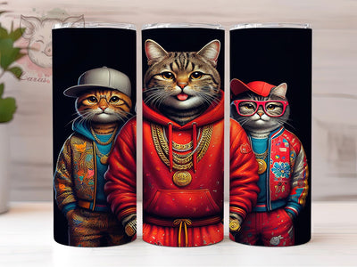 Cool Urban Cat Tumbler, Gangsta Cats, Urban Style, Street Art, Whimsical Theme, 20Oz Tumbler, Sublimation Wrap Sublimation Lara' s Designs 