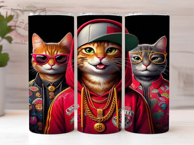 Cool Urban Cat Tumbler, Gangsta Cats, Urban Style, Street Art, Whimsical Theme, 20Oz Tumbler, Sublimation Wrap Sublimation Lara' s Designs 