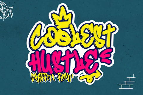 Coolest Hustle - Decorative Monoline Graffiti Font Font Mozzatype 