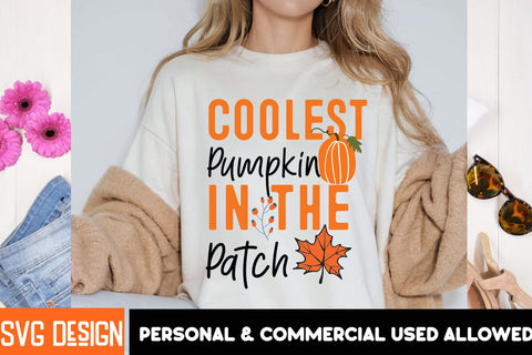 Coolest Pumpkin in the Patch SVG Design, Coolest Pumpkin in the Patch Sublimation PNG SVG BlackCatsMedia 