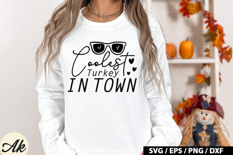 Coolest Turkey In Town SVG Design SVG akazaddesign 