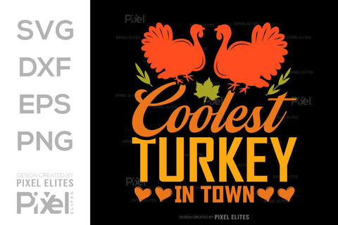 Coolest Turkey In Town SVG Funny Turkey Gobble Vector Design Bundle Thanksgiving Quote PET 00916 SVG ETC Craft 