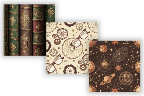 Copper Academia Digital Paper - Vintage Antique Ephemera Seamless Patterns Digital Pattern FloridPrintables 