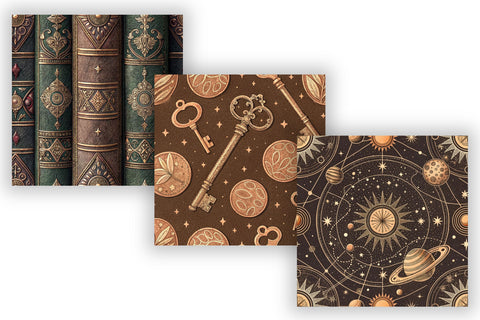 Copper Academia Digital Paper - Vintage Antique Ephemera Seamless Patterns Digital Pattern FloridPrintables 