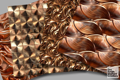 Copper Glam Digital Paper | Luxury Glitter Art Deco Digital Pattern Fine Purple Elephant Creations 