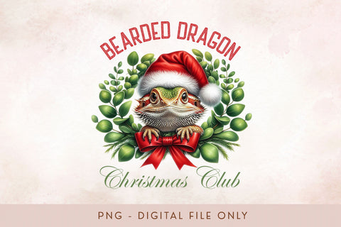 Coquette Aesthetic Bearded Dragon Christmas Club PNG Sublimation BijouBay 