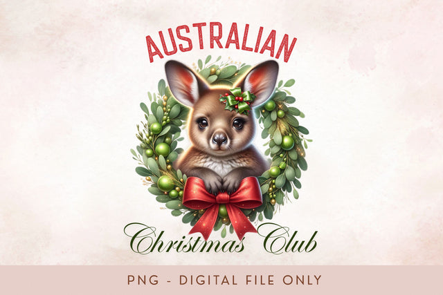 Coquette Australian Christmas Club Baby Kangaroo PNG Sublimation BijouBay 