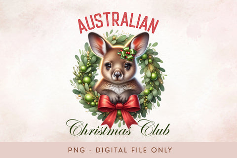 Coquette Australian Christmas Club Baby Kangaroo PNG Sublimation BijouBay 
