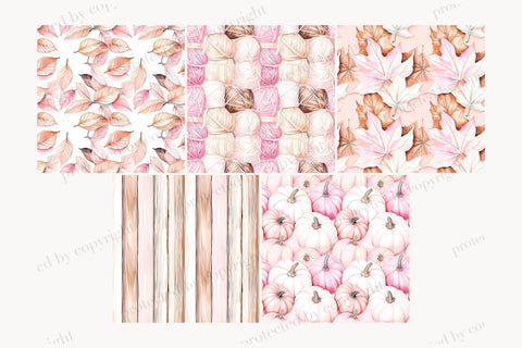 Coquette Autumn Digital Papers | Pink Fall Backgrounds Digital Pattern GlamArtZhanna 
