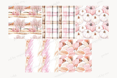 Coquette Autumn Digital Papers | Pink Fall Backgrounds Digital Pattern GlamArtZhanna 