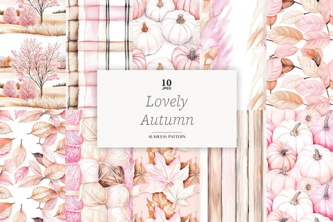 Coquette Autumn Digital Papers | Pink Fall Backgrounds Digital Pattern GlamArtZhanna 