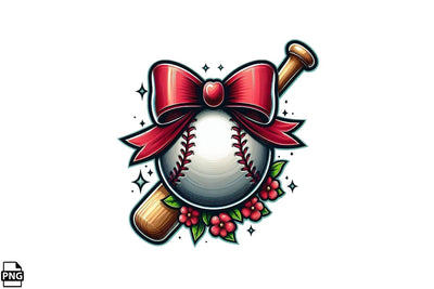 Coquette Baseball Bat Floral PNG Printable File Sublimation Creativedesigntee 