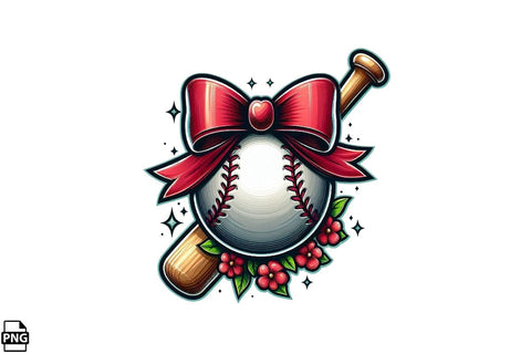 Coquette Baseball Bat Floral PNG Printable File Sublimation Creativedesigntee 