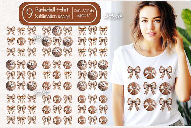 Coquette Basketball and Bows png sublimation t shirt design Bundle Sublimation Createya Design 