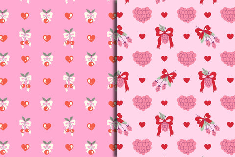 Coquette Berries Seamless Patterns & Digital Papers Digital Pattern Rin Green 