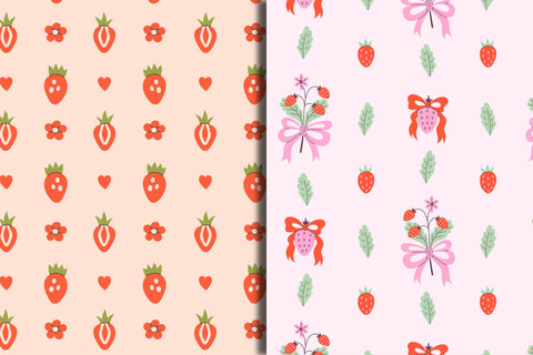 Coquette Berries Seamless Patterns & Digital Papers Digital Pattern Rin Green 