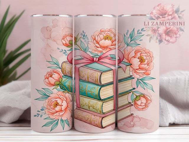 Coquette Book Lover 20oz Tumbler Wrap, Coquette Style Drinkware, Literary Gift, 20oz Sublimation Design, Reading Mug Wrap, Cute Book Tumbler, Gift for Bookworms Sublimation Li Zamperini 
