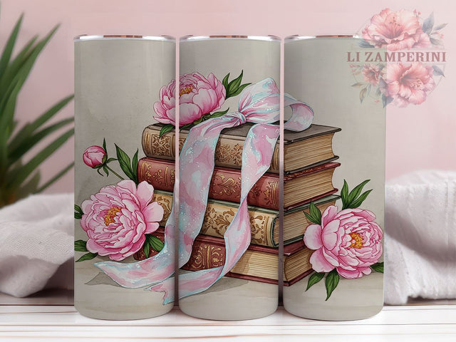 Coquette Book Lover 20oz Tumbler Wrap, Coquette Style Drinkware, Literary Gift, 20oz Sublimation Design, Reading Mug Wrap, Cute Book Tumbler, Gift for Bookworms Sublimation Li Zamperini 
