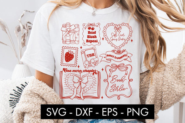 Coquette Book Lover SVG PNG Soft Girl Aesthetic Reading SVG Freeling Design House 