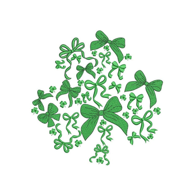 Coquette Bow and Ribbon Embroidery Design, St. Patricks Day Embroidery Design, 4 sizes, Instant Download Embroidery/Applique DESIGNS Nino Nadaraia 