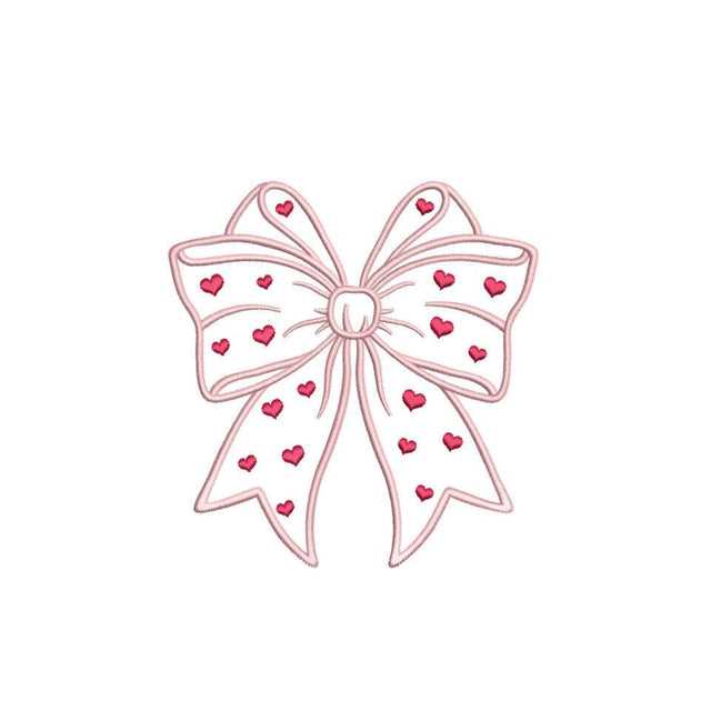 Coquette Bow Applique with Hearts Embroidery Design, St. Valentine Day Embroidery Design, 4 sizes, Instant Download Embroidery/Applique DESIGNS Nino Nadaraia 