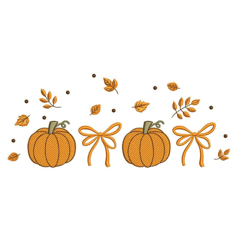 Coquette Bow Embroidery Design Pumpkin Fall Leaves Machine Embroidery File 3 Sizes Embroidery/Applique DESIGNS Nino Nadaraia 