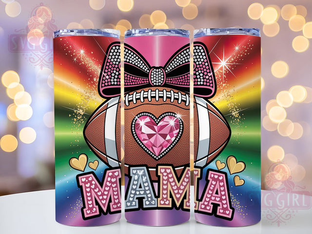 Coquette Bow Football Mama Tumbler, Coquette Bow Cup, 20Oz Sublimation Wrap, Girly Sports Drinkware, Game Day Mom Gift, Stylish Football Mug Design, Trendy Sports Mom Tumbler Sublimation SvggirlplusArt 