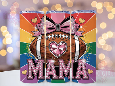 Coquette Bow Football Mama Tumbler, Coquette Bow Cup, 20Oz Sublimation Wrap, Girly Sports Drinkware, Game Day Mom Gift, Stylish Football Mug Design, Trendy Sports Mom Tumbler Sublimation SvggirlplusArt 