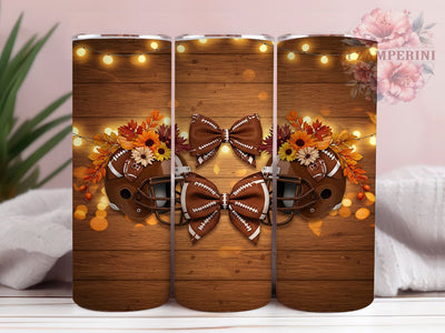 Coquette Bow Football Tumbler, Bow Football Tumbler, 20oz Seamless Wrap, Football Aesthetic Tumbler, Girly Football Tumbler, Game Day Bow Tumbler, Sports Fan Gift Sublimation Li Zamperini 