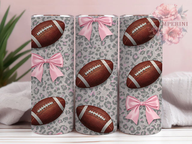 Coquette Bow Football Tumbler Wrap, American Football Tumbler, 20oz Sublimation Wrap, Bow Football Tumbler, Game Day Aesthetic, Girly Football Gift, Seamless Sports Wrap Sublimation Li Zamperini 