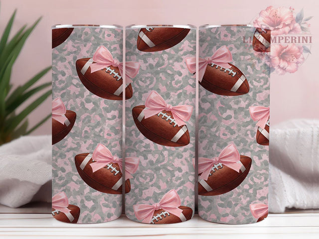 Coquette Bow Football Tumbler Wrap, American Football Tumbler, 20oz Sublimation Wrap, Bow Football Tumbler, Game Day Aesthetic, Girly Football Gift, Seamless Sports Wrap Sublimation Li Zamperini 